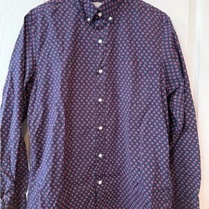J. Crew Men's Shirt with Navy and Red Design
